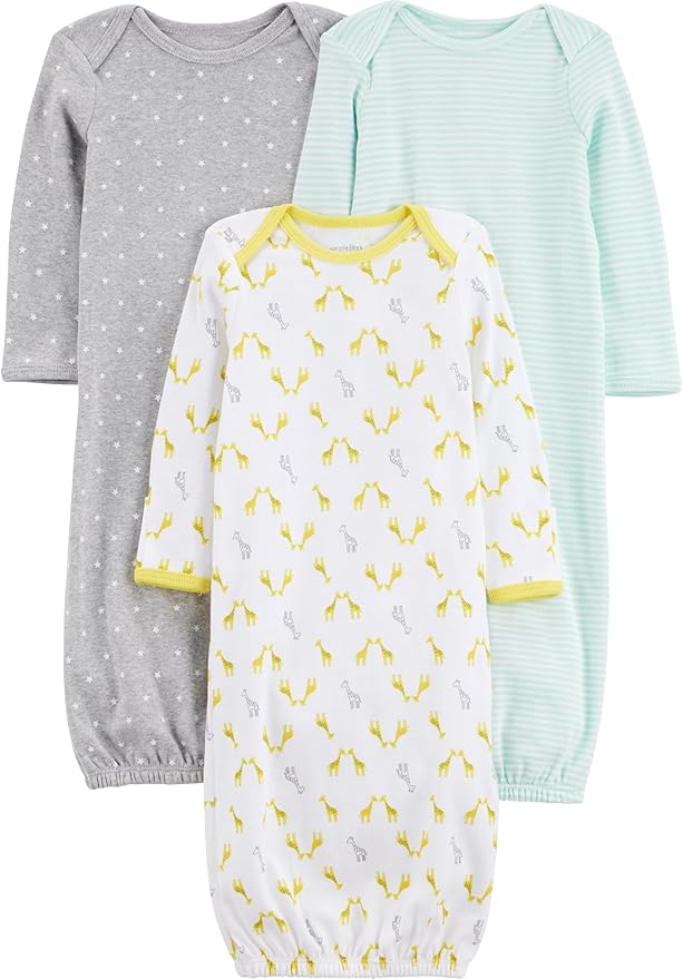 Simple Joys by Carter's unisex-baby 3-pack Neutral Cotton Sleeper Gown