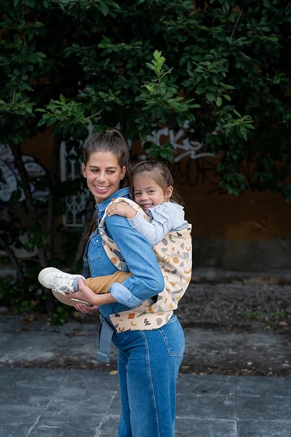 Beco Toddler Carrier (20-60 lbs) with Extra Wide Seat, 100% Cotton - Front-Carry & Backpack Style - Lightweight & Ergonomic Sling Carrier for Children from 18months - Geometric