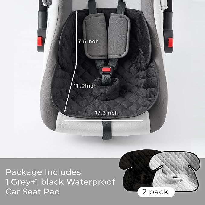 2 Pack Waterproof Piddle Pads Carseat Potty Training Car Seat Protector Waterproof Car Seat Liner Cover to Prevent Pee(Grey-1 Pack+Black-1 Pack)
