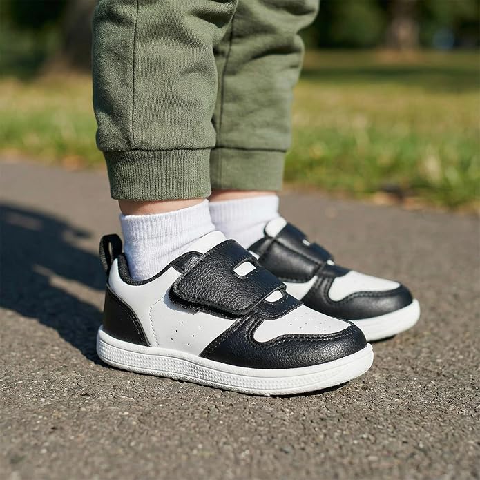Toddler Wide Toe Box Barefoot Shoes Boys Girls Sneakers Zero Drop Kid Tennis Running Shoes Lightweight Non-Slip Comfortable Leather First Walking Shoe Outdoor Activities School