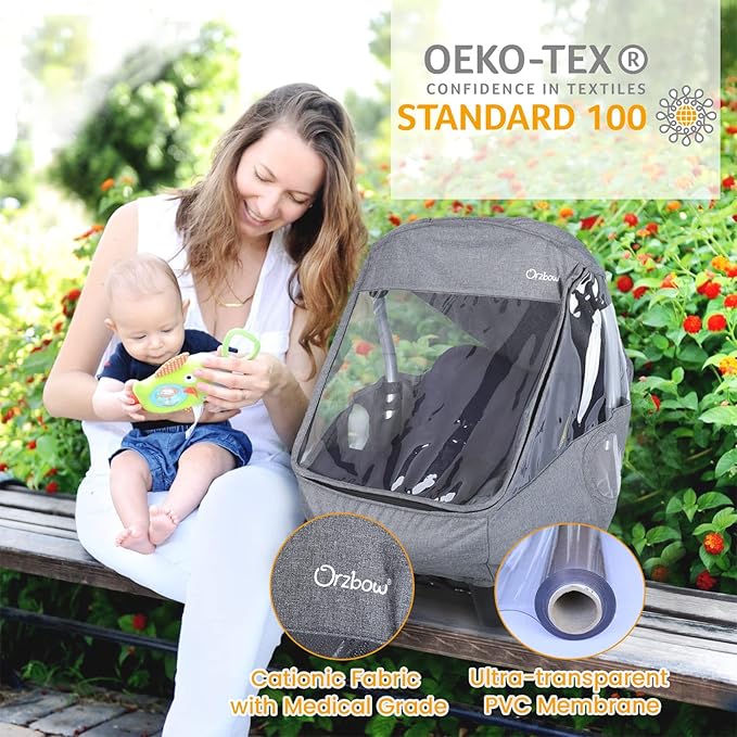 Car Seat Rain Cover, Compatible with Doona Infant Car Seat Stroller, Universal Rain Cover with Window for Waterproof, and Windproof, Breathable Baby Travel Weather Shield Stroller Accessories, Gray