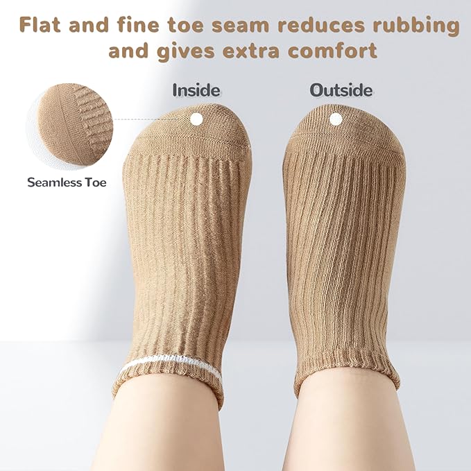 Toddler Grip Socks Non Slip Crew Socks Cute Seamless Cotton Socks for Baby Boys Girls Infants Kids 9 Pairs