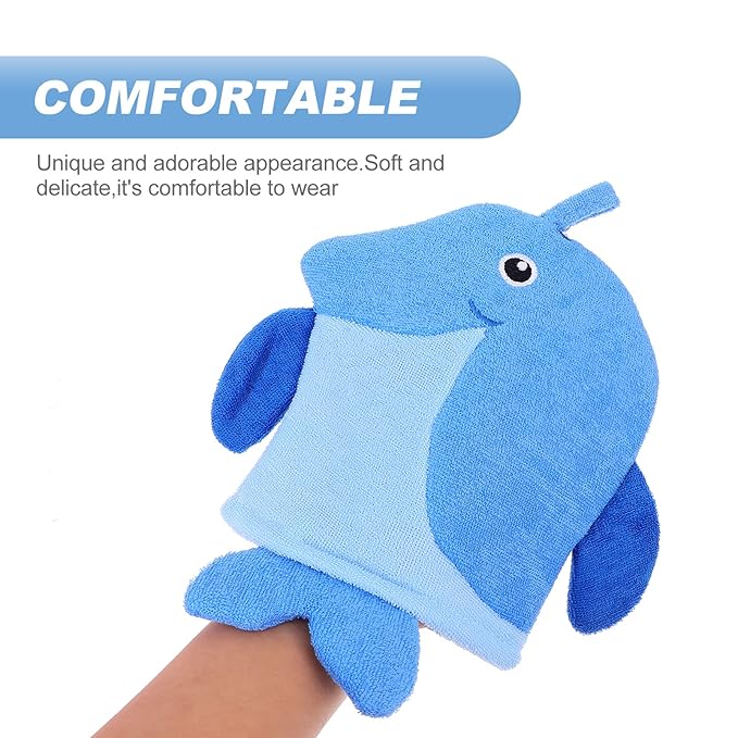 Kids Bath Mitts, 5 Pcs Cute Animal Washcloths Gloves, Bath Sponge Body Washcloth Mitt for Boys Girls Children Hand Bathing Shower