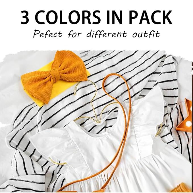 Baby Bow Headbands 3 Pcs Baby Girl Headbands with Bows Soft Nylon Green/Yellow/Blue Headband Bows for Baby Girls, Newborns, Infants