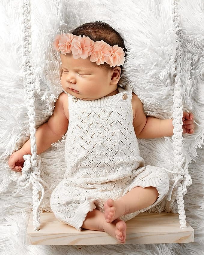 Fmeida Baby Girls Headbands for 4-24M | Soft Flower Crown (Fits 14.96"-18.89" Head)