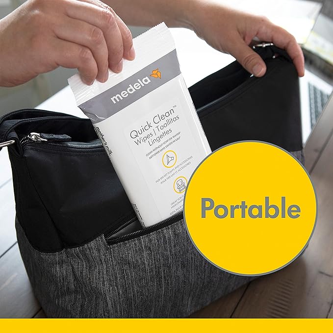 Medela Quick Clean Wipes for On-the-Go Cleaning of Breast Pumps, Accessories, and Various Surfaces, Plant-based, Resealable, 1 Pack of 30