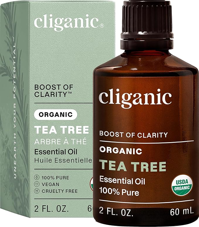 Cliganic Organic Tea Tree Essential Oil - 100% Pure Natural for Aromatherapy Diffuser | Non-GMO Verified (Packaging May Vary)