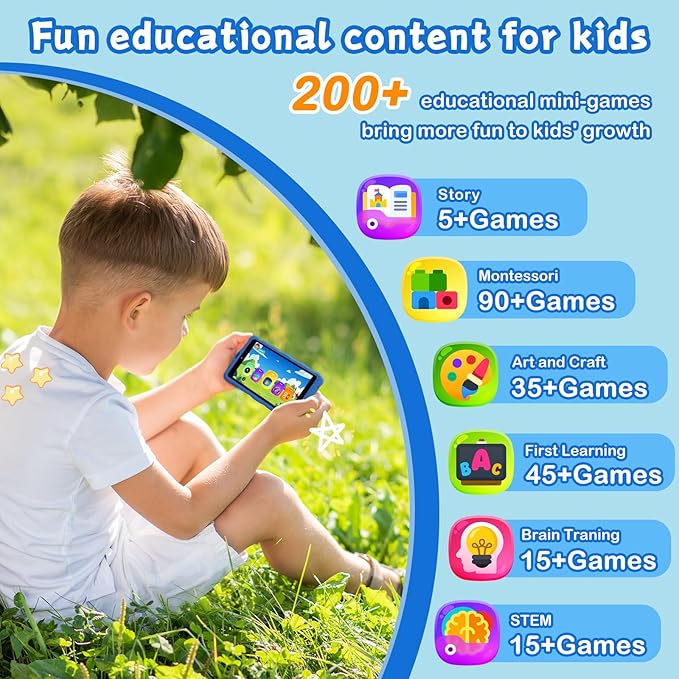 5.50" Touchscreen Kids Toys Smart Phone, Kids Phone with Games & Dual Camera, Toddler Toys Phone, Boys and Girls Learning Toy Phone for 3-9 Years Old (Blue)