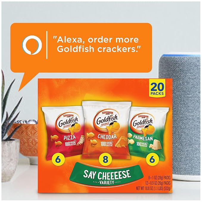 Goldfish Crackers Say Cheeeese Variety Pack with Cheddar, Pizza and Parmesan, Snack Packs, 20 Ct (Pack of 2)