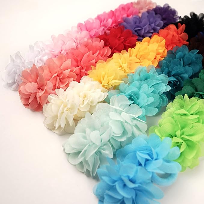 50PCS Toddler Girls Hair Ties Hair Scrunchies 2inch Chiffon Flower Hair Bows Rubber Bands Hair Ties Soft Elastics Ponytail Holders Hair Accessories for Infants Toddlers Kids Children Set of 25 Pairs