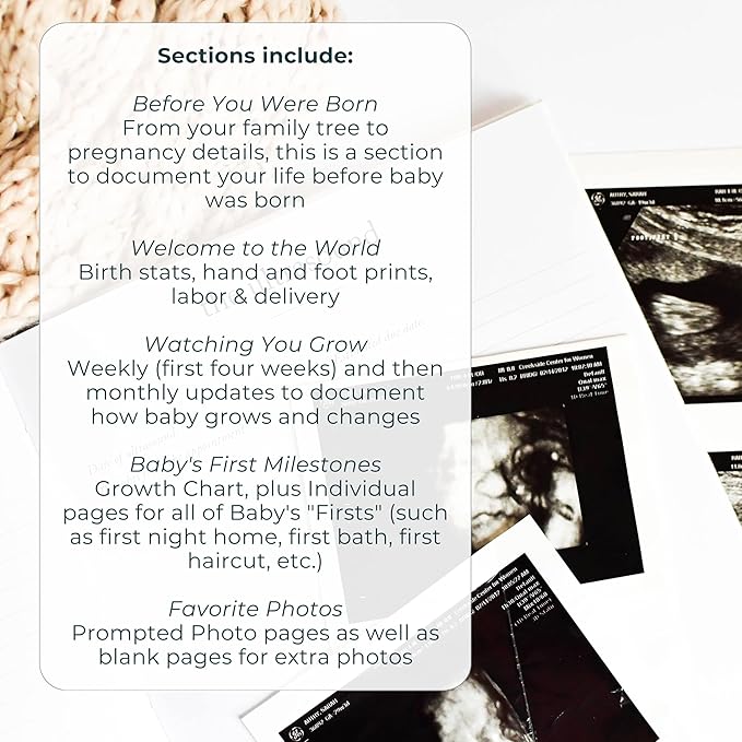 Baby First Year Book - Heirloom Keepsake Baby Memory Book to Record Important Milestones, Favorite Photos & More - Pregnancy Books (Cream,112 Pages)