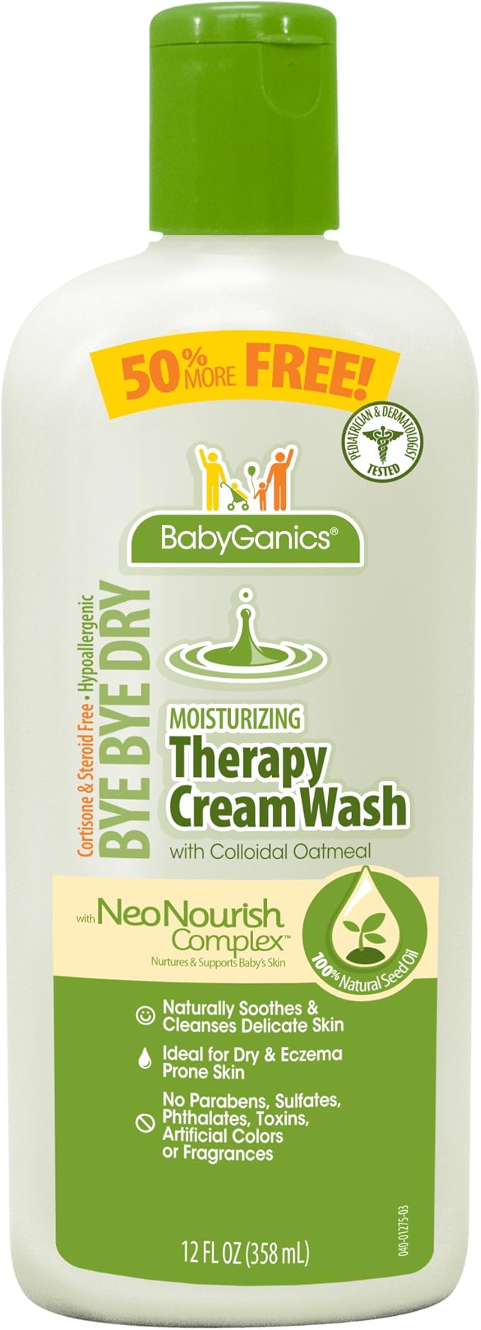 BabyGanics Bye Bye Dry Moisturizing Therapy Wash, 8 Fluid Ounce (Pack of 2), Packaging May Vary