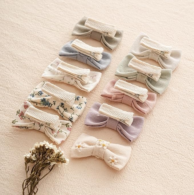 Baby Hair Clips with Bows for Girls,20pc Handmade Fully Lined Hair Barrettes,Hair Accessories for All Age Girls Toddlers Infants kids Gifts