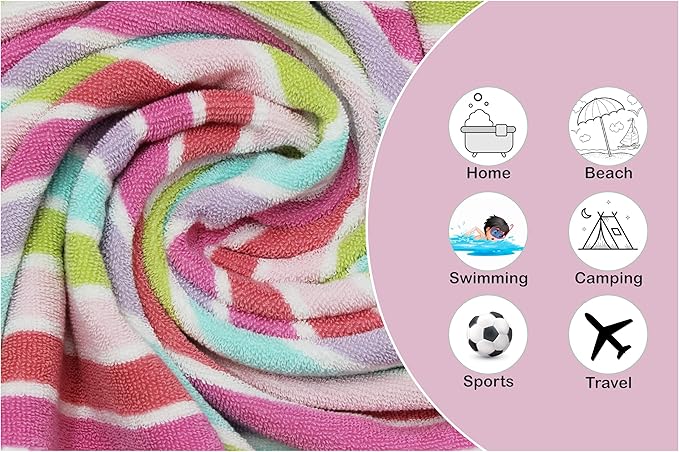 ORIGINAL KIDS Wash Cloth - Set of 12 Stripe Washcloths - 100% Cotton Yarn-Dyed Terry - 450 GSM Quick Dry Soft Absorbent Gentle Baby Face Towels for Bathroom Travel Daycare - 12 x 12 - Pink Multi