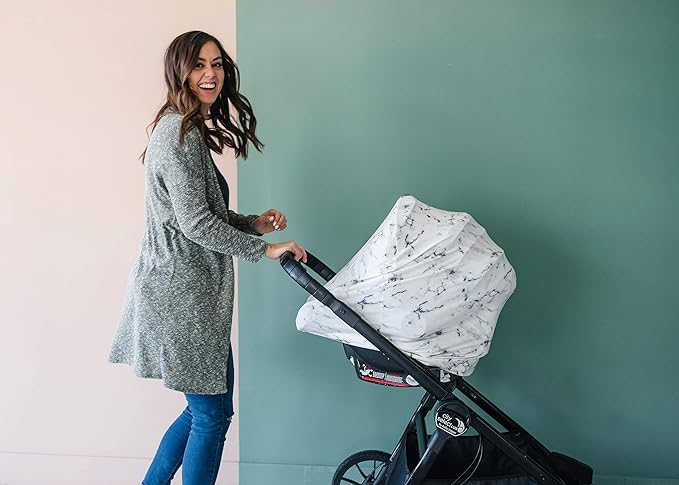Copper Pearl Multi-Use Cover: Car Seat & Stroller Cover for Sun - Stretchy Fabric, All-Season Use, Stylish Designs, Easy Access for Moms - Marble