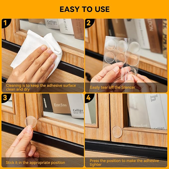 12pcs Wall Bumpers, Clear Wall Protectors, Door Bumpers for Doorknob, Furniture Bumpers,Reducing Noise,Protecting Walls,Using for Entrance Door,Cabinet Door,Fridge Door, Wall Bumper (15*15mm)