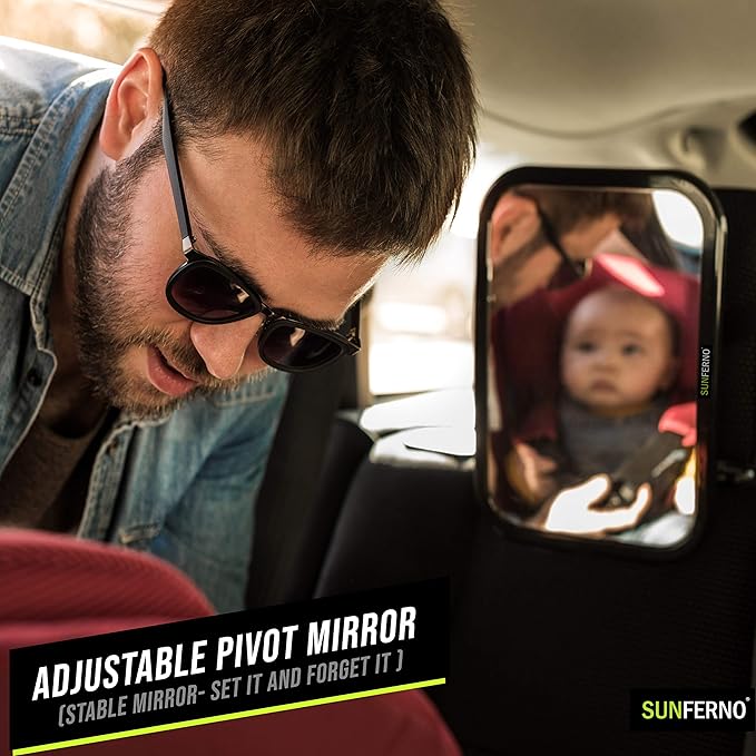 Baby Car Mirror – The Safest Way to Keep an Eye on Your Little One | Shatterproof, Wide-Angle Car Mirror for Baby with Secure Straps & 360° Adjustability | Peace of Mind for Every Drive