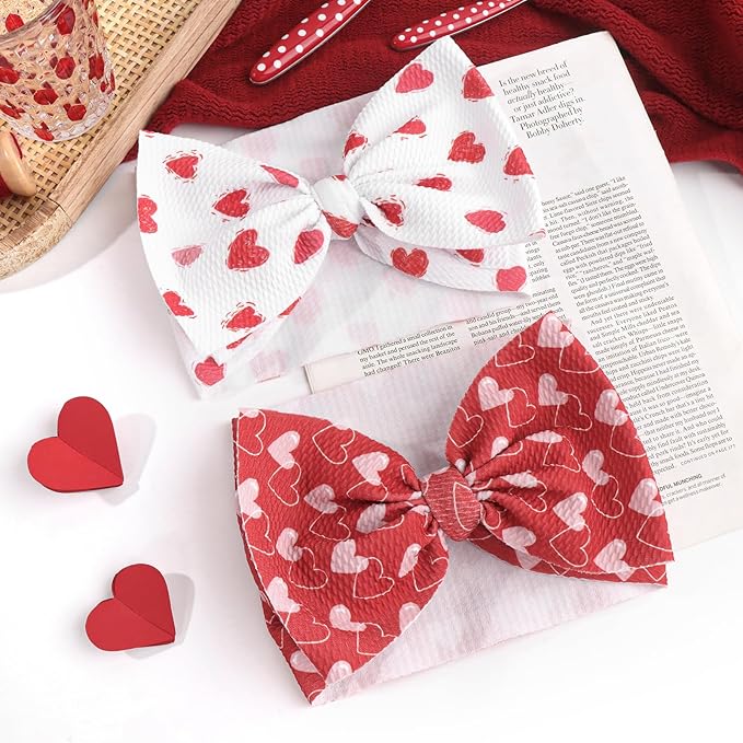 YanJie Baby Headbands Red Newborn Headbands Heart Light Bow Pink Baby Girls Bows Nylon Headband Baby Hair Accessories Infant Dress Up Gift