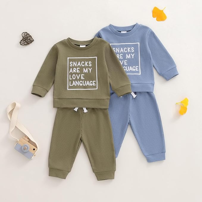 Infant Baby Boy Fall Clothes Set Funny Letter Sweatshirt Pant Outfit Toddler Winter Clothes 6 12 18 Months 2T 3T