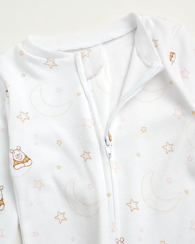 Disney Newborn Baby Girl Boy Clothes - 7 Piece Mickey Mouse Winnie the Pooh Bib Onesie Overall Beanie Pants Gift Bag Gift Set