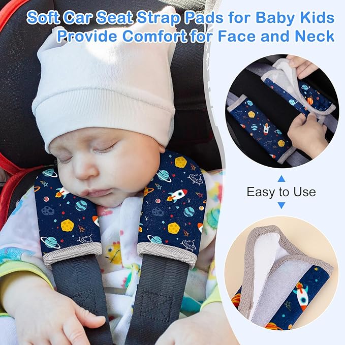 Seat Belt Cover Pad for Baby, Soft Seatbelt Cushion Covers for Kids 2Pcs Car Seat Strap Shoulder Pads for All Car Seats, Stroller, High Chair