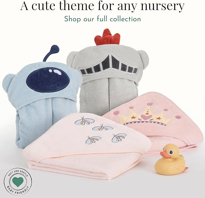 Evolur Secret Garden 6 pc Baby Gift Set, Includes Hooded Towel & 5pc Wash Cloths, Soft and 100% Cotton Woven, for Newborn, Infants and Toddlers 0-9 Months