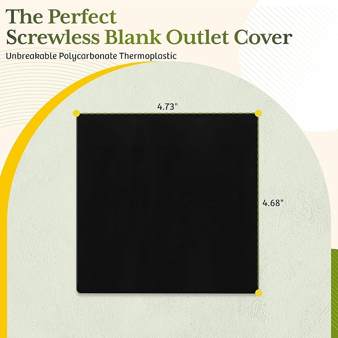 TG Screwless Double Blank Wall Plate, Child Safe Two Gang Blank Device Outlet Cover, Standard Size, 2-Gang 4.68" x 4.73", Polycarbonate Thermoplastic, UL Listed, SP-B2-BK, Glossy, Black