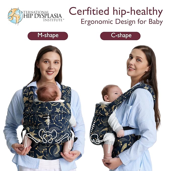 Momcozy Baby Carrier - Ergonomic, Cozy and Lightweight Carrier for 7-45lbs, Effortless to Put On, Ideal for Hands-Free Parenting, Enhanced Lumbar Support, Starry Night