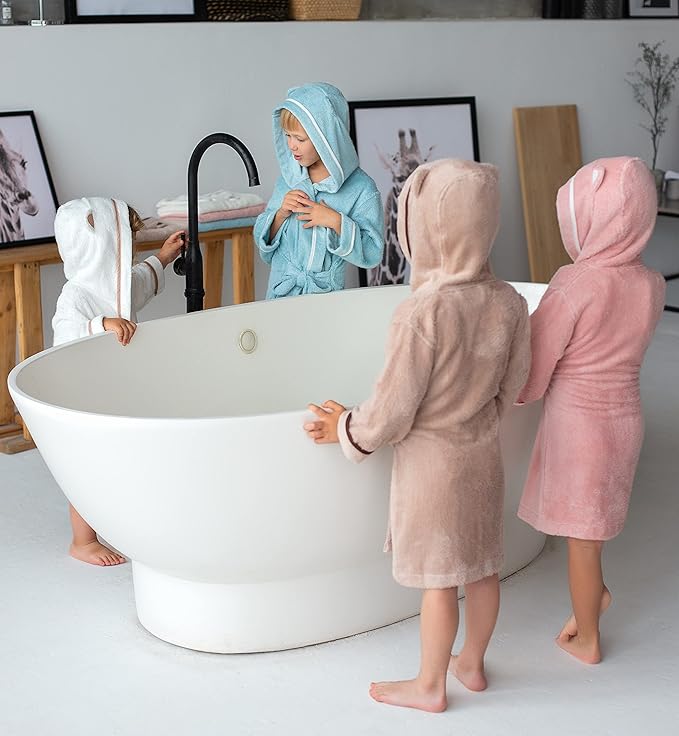 Premium Soft Toddler Bathrobe - Rayon from Bamboo Toddler Robe with Hood - Kids Boys & Girls Robe