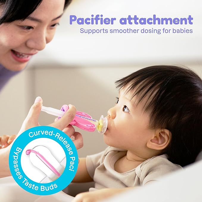 Medicine Dispenser, Butterfly - Liquid Medication Syringe for Newborns, Infants, Babies & Toddlers - Baby Medicine Kit with Pacifier Attachment for Accurate Dosing