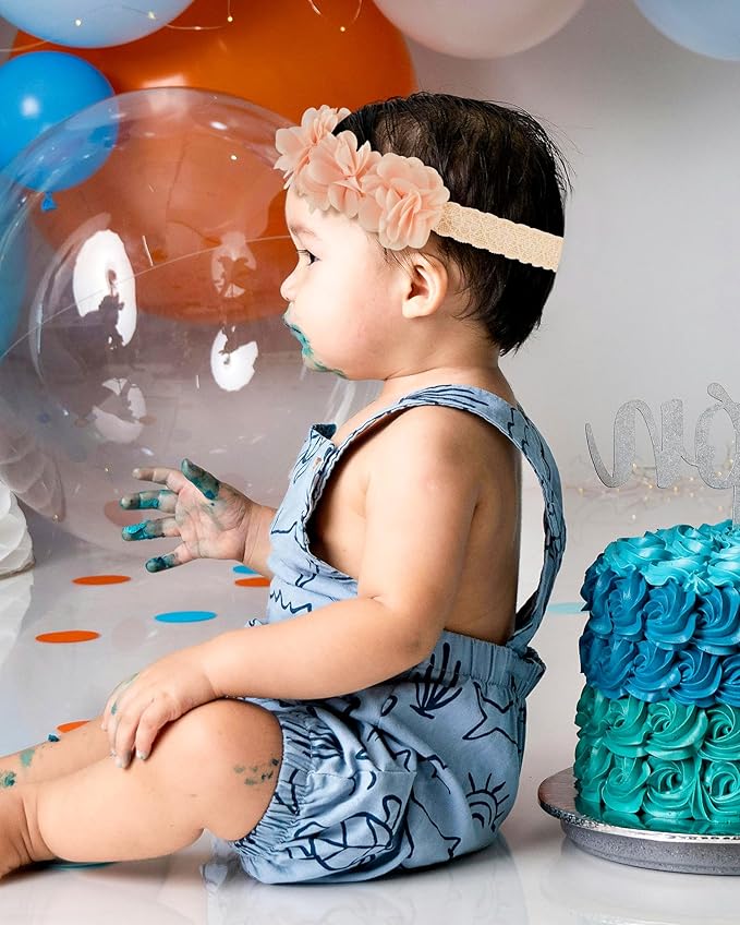 Fmeida Baby Girls Headbands for 4-24M | Soft Flower Crown (Fits 14.96"-18.89" Head)