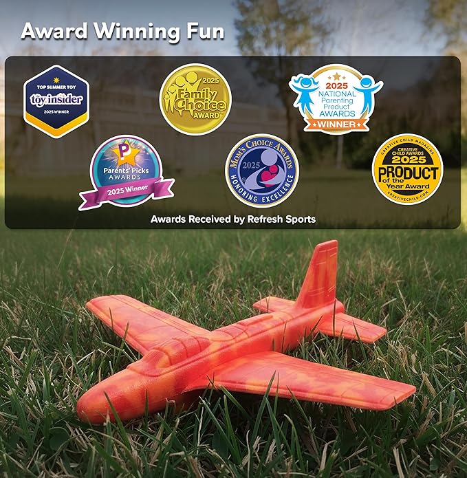 Airplane Toy Glider for All Ages - 2026 Valentines Day Gifts for Kids - Easy to Throw Soft Flying Plane for Indoor & Outdoor Play - Best Kids Valentine Gifts for Girls & Boys All Ages 3 4 5 6 7 8 9+