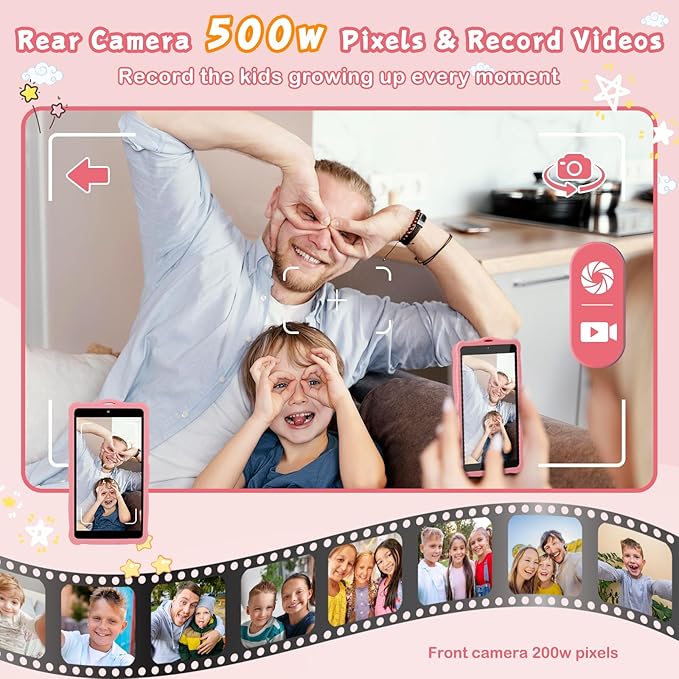 5.50" Touchscreen Kids Toys Smart Phone, Kids Phone with Games & Dual Camera, Toddler Toys Phone, Boys and Girls Learning Toy Phone for 3-9 Years Old (Pink)