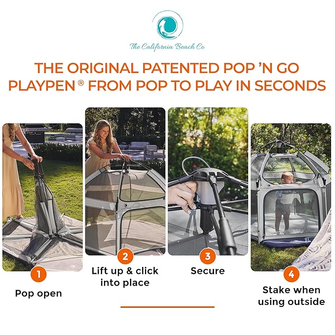 POP 'N GO PLAYPEN - Indoor & Outdoor Baby Playpen for Babies and Toddlers - Baby Beach Tent, Foldable, Portable W/Canopy, Travel Bag, & Mosquito Net - Pop Up Pack and Play Tent (Lavender)