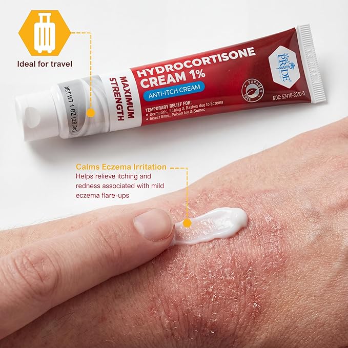 MED Pride Hydro Cortisone (Hydrocortisone) Cream 1% OTC Bulk Pack of 4 X 1 Oz Anti-Itch Ointment for Rash, Eczema, Bug Bites