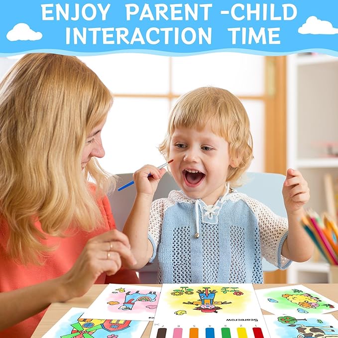 SOCOLER Paint with Water Coloring Books for Toddlers,Mess Free Watercolor Painting Papers for Kids Water Color Paint Kit Art Craft Birthday Gift for Ages 1-3, 4-8(Farm)