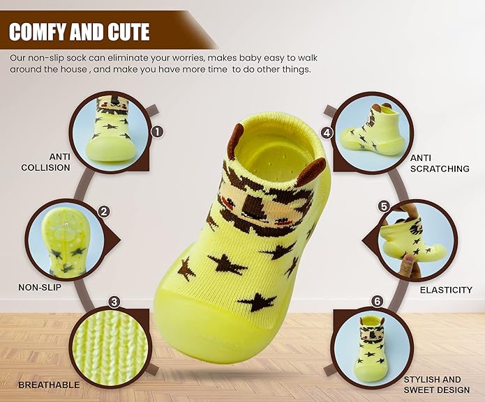 Baby Sock Shoes Boys Girls First Walking Shoes Non-Slip Slippers Soft Sole Sneakers Toddler Infant Babygirl