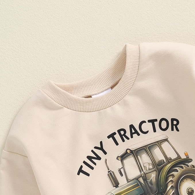 Toddler Baby Boy Fall Winter Outfits Tractor Print Long Sleeve Sweatshirt Pants Set Kids Sweatsuit Clothes