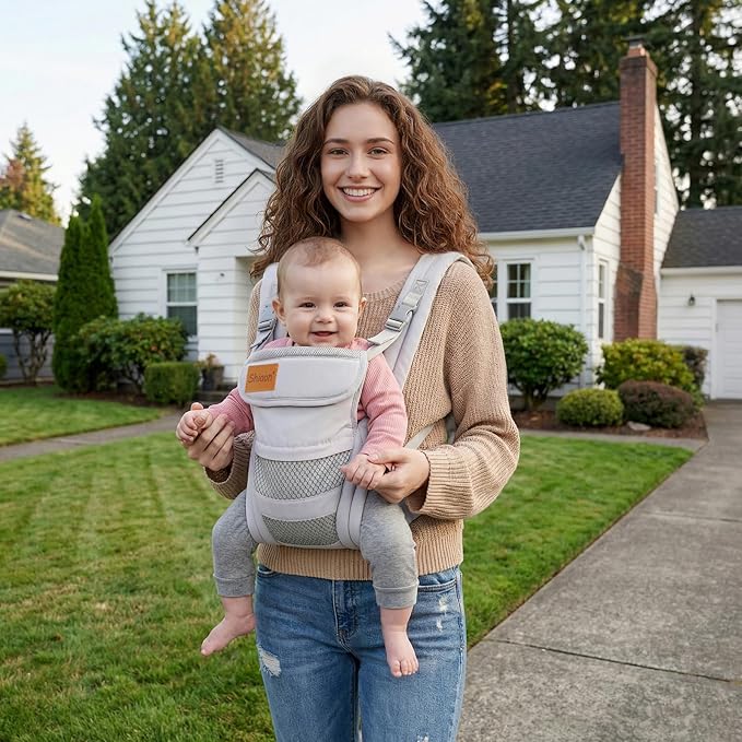 Baby Carrier Newborn to Toddler(7-30lbs), Toddler Carrier with Adjustable Shoulder Strap, Baby Holder Carrier with Breathable Mesh Fabric, Grey