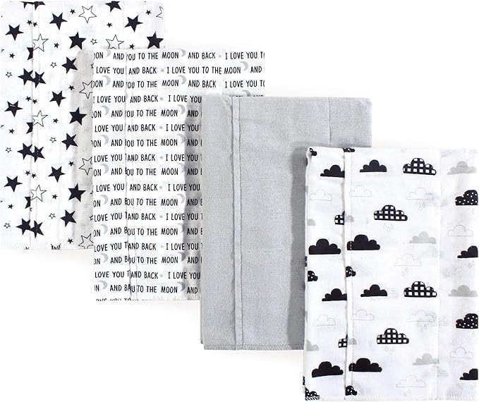 Hudson Baby Cotton Poly Flannel Burp Cloths Multipack, Moon and Back 8-Pack, One Size