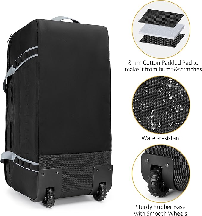 Car Seat Travel Bag with Wheels Compatible with UPPAbaby Aria and Mesa, Infant Padded Car Seat Carrier for Airport, Car Seat Gate Check Bag for Travel with Luggage Tag, Black, Bag Only