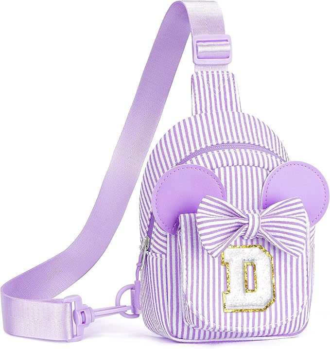Crossbody Bags for Girl Kid, Personalized Girls Kids Birthday Gifts | Monogram Small Sling Bag Crossbody Bags for Little Girl Gifts for Kids 2-6 Fanny Packs daughter Birthday Gift (Purple D)