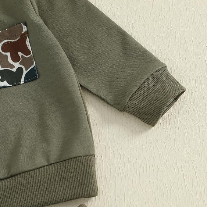 Toddler Boy Fall Winter Clothes Baby Camo Hunting Outfits Retro Pullover Sweatshirts + Camouflage Pants Set