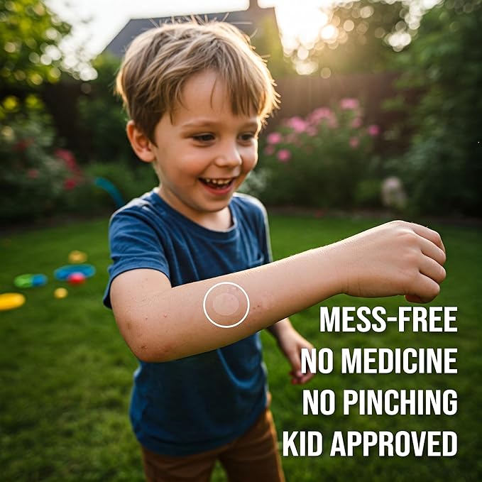 quitch Bug Bite Itch Relief Patches for Kids & Babies, Hydrocortisone Cream Alternative for Mosquito Bites, Drug-Free Anti-Itch Stickers for Summer Travel, Camp & Outdoor Play