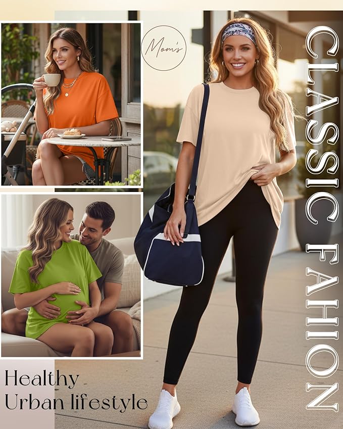 3 Pack Women's Oversize Nursing Breastfeeding Shirts Hidden Zipper Short Sleeve Loose Fit Maternity Tops