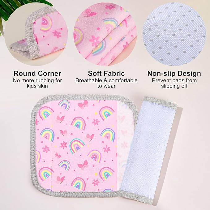 Seat Belt Cover Pad for Baby, Soft Seatbelt Cushion Covers for Kids 2Pcs Car Seat Strap Shoulder Pads for All Car Seats, Stroller, High Chair