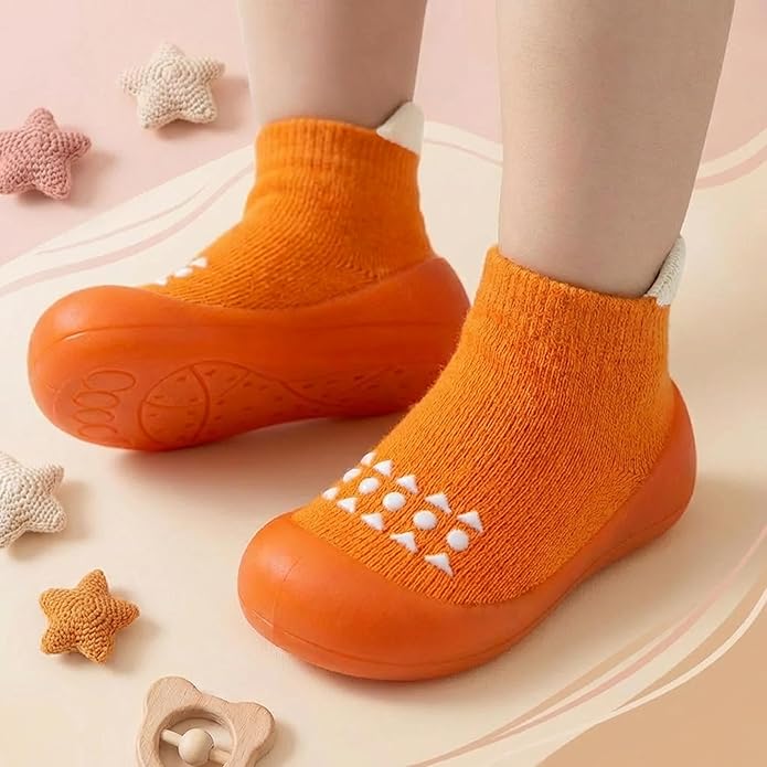 Hstyle Baby Sock Shoes Toddler Walking Shoes Infant Non-Slip Slippers Soft Rubber Sole Sneakers for Baby Boys Girls