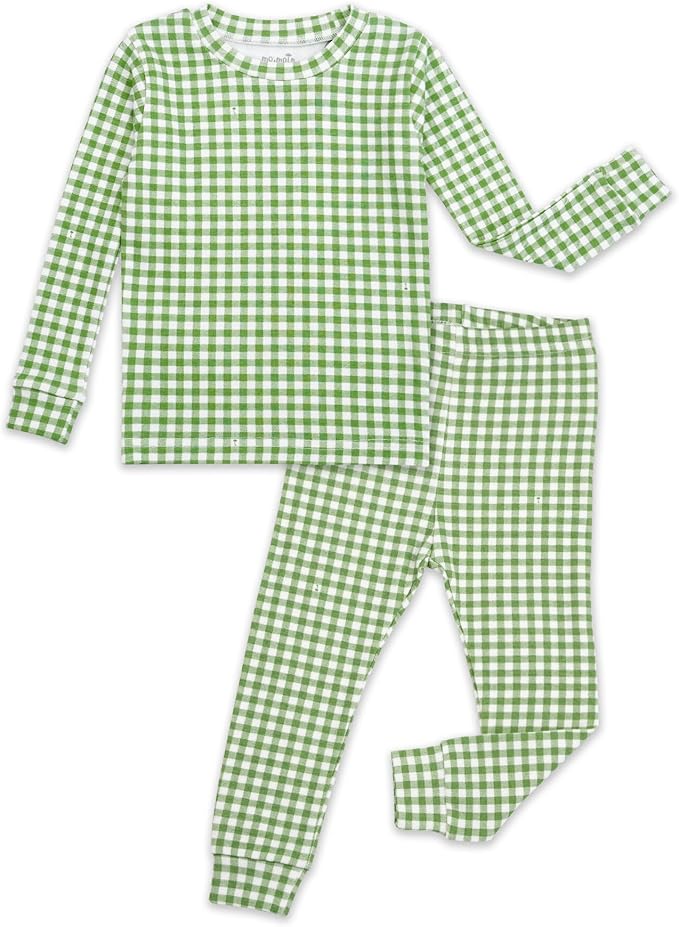 moimoln Baby Toddler Pajama Set Snug-Fit Cotton Modal Sleepwear, Leopard, Check & Solid Mix (6M-8Y, 1/2 Pack)
