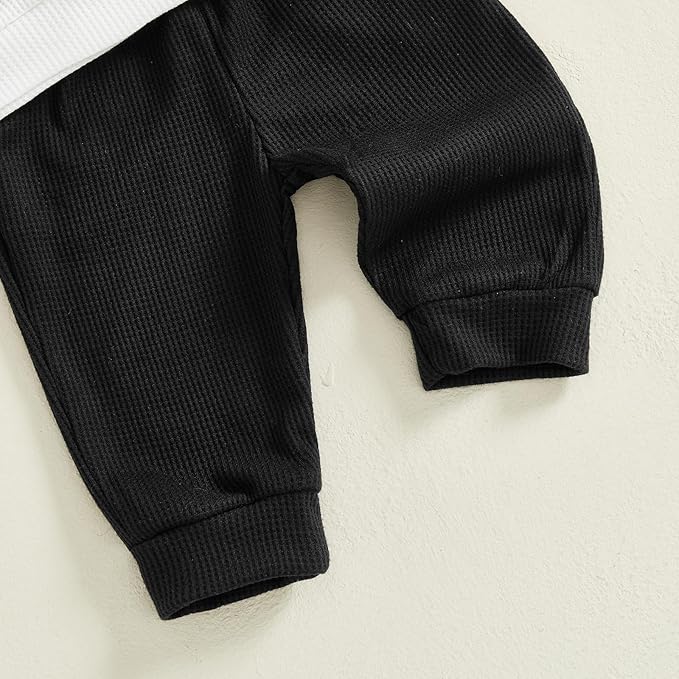 Baby Boy Toddler Fall Outfit Striped Sweatshirt Toddler Boy Winter Waffle Clothes 3 6 12 18 Months 2 3 T Pant Set