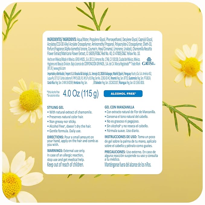 Ricitos de Oro Chamomile Hair Gel -Preserves Natural Color, Non-Greasy, Alcohol Free, Hypoallergenic, Tear-Free, Gentle Daily Use - Baby, Kids Hair Gel, Toddler - 4.05 Oz, 3-Pack